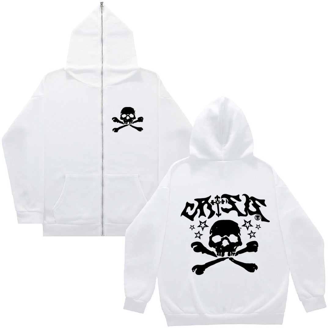 Damen Kapuzenpullover mit kreativem Totenkopfdesign Drune