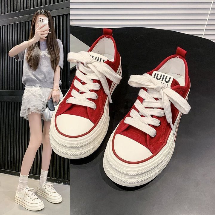 Damen Canvas Sneakers mit kontrastierenden Details und bequemen Schnürsenkeln Drune