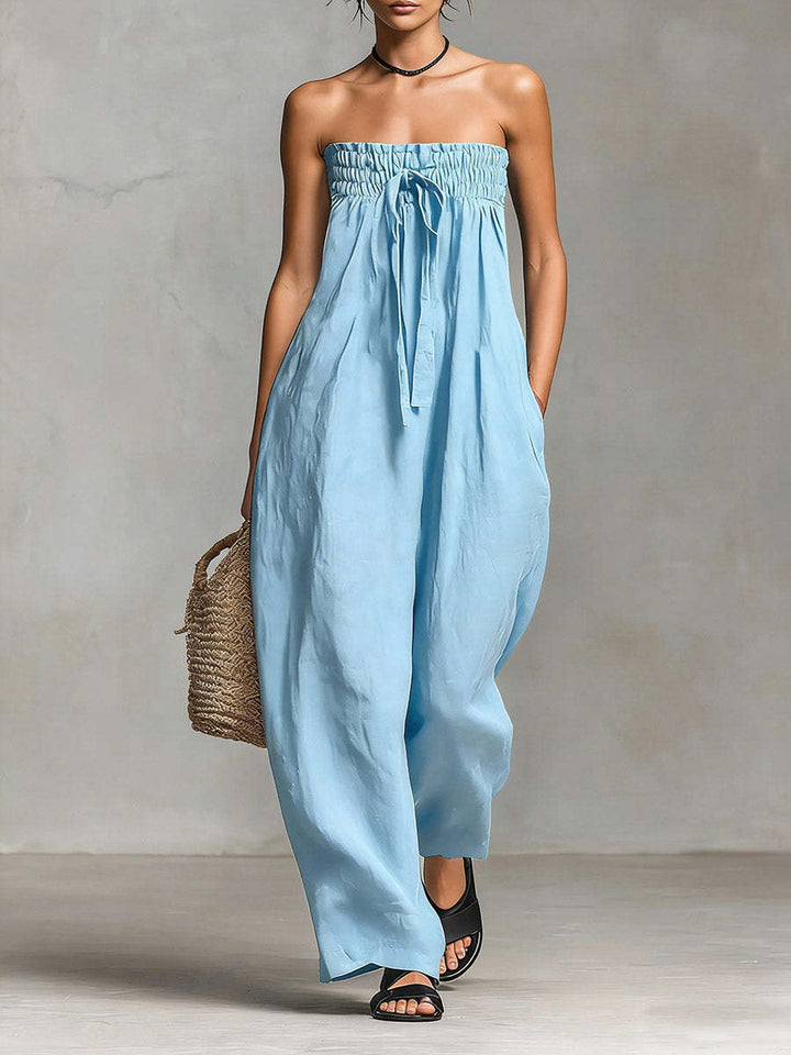 Damen Lässiges Jumpsuit mit elastischem Oberteil und weitem Bein Drune