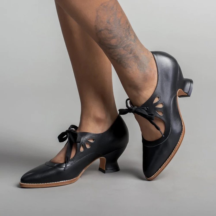 Damen elegante und komfortable Tanzschuhe mit nostalgischem Design und niedriger Absatzhöhe Drune