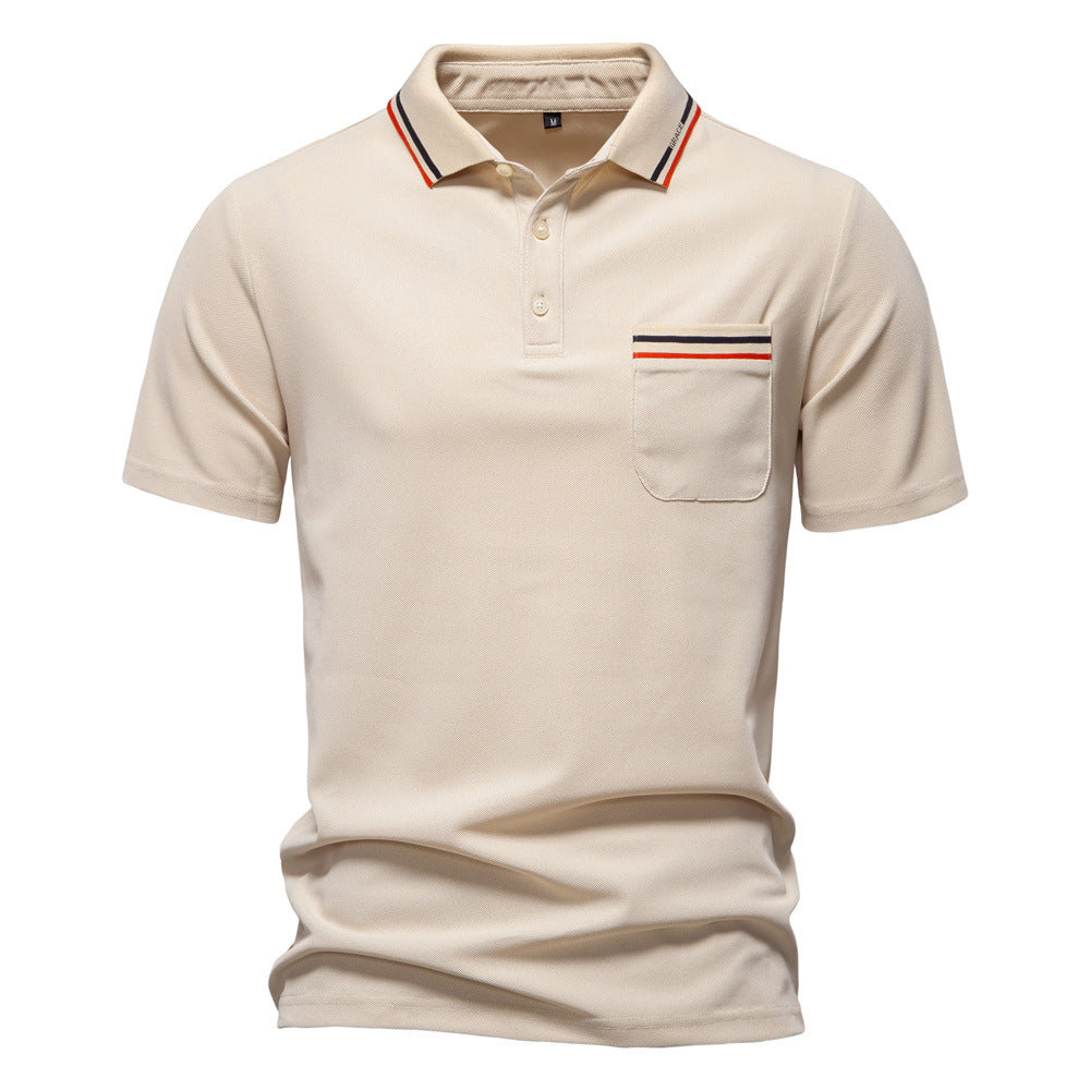 Herren nan modernes Poloshirt mit aufgesetzter Brusttasche und Kontrastbesatz am Polokragen Drune