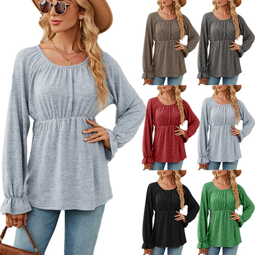 Damen lässiges Blusenshirt mit Raffung Drune