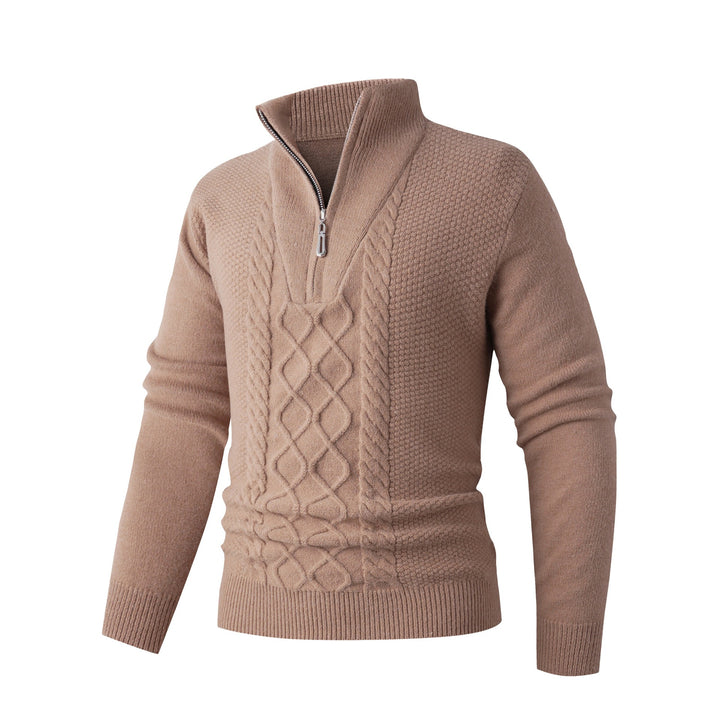 Herren Eleganter Strickpullover mit hohem Kragen und Reißverschluss Drune
