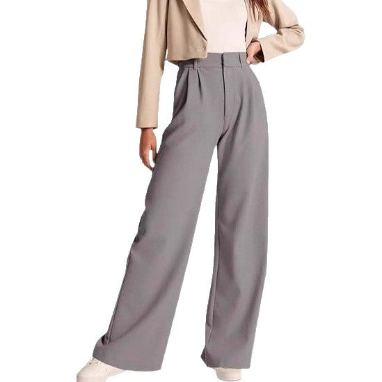 Damen weite High-Waist Hose mit Falten- und Bunddetails Drune