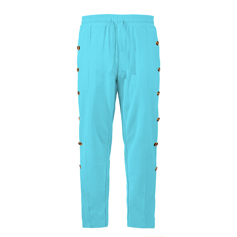 Herren modische Designerhose mit Knopfleiste und verstellbarem Bund Drune