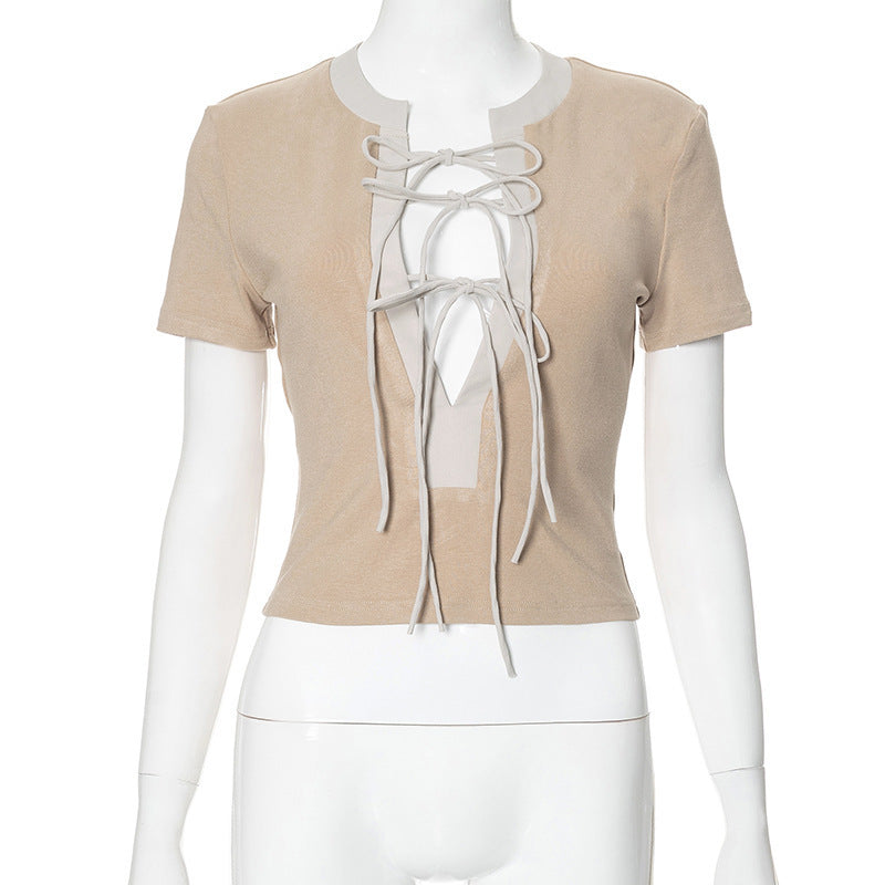 Damen elegantes Crop-Top mit raffiniertem Schnürdesign Drune