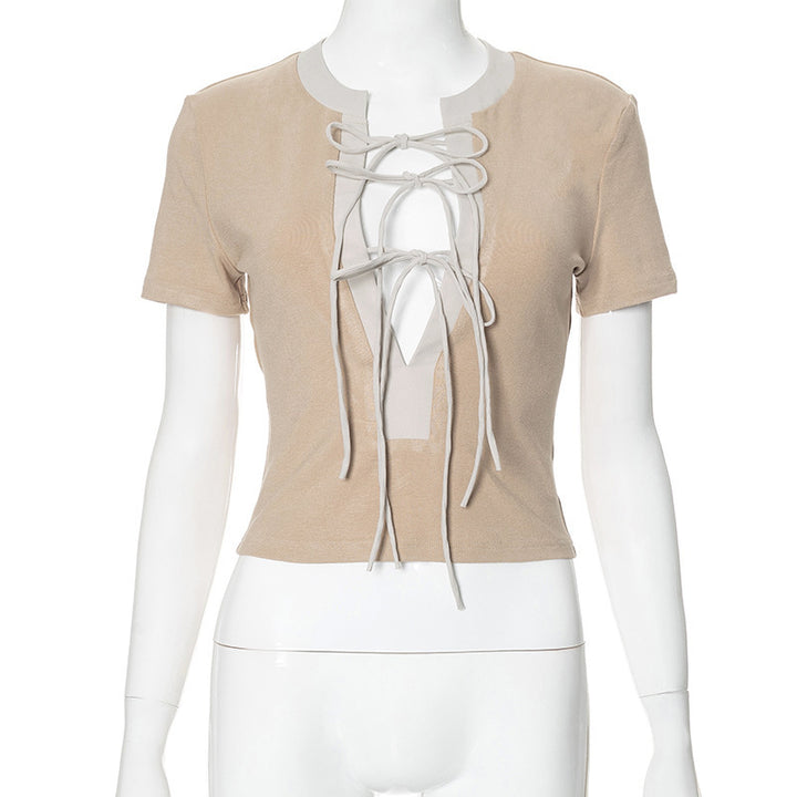 Damen elegantes Crop-Top mit raffiniertem Schnürdesign Drune