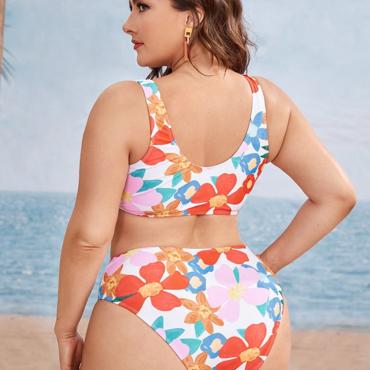 Damen Bikini-Set mit floralem Design und verstellbarem Knoten Drune