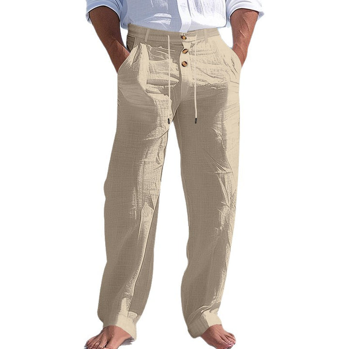 Herren lässige Strandhose mit elastischem Bund und Druckknopf Drune