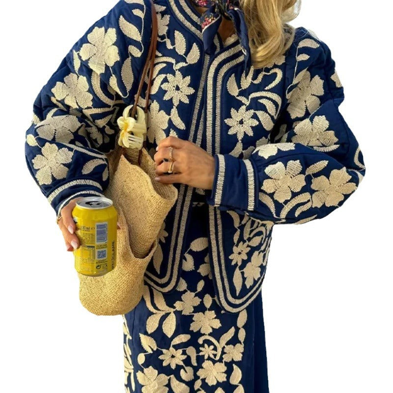 Damen Modische Blousonjacke mit floralem Motiv Drune