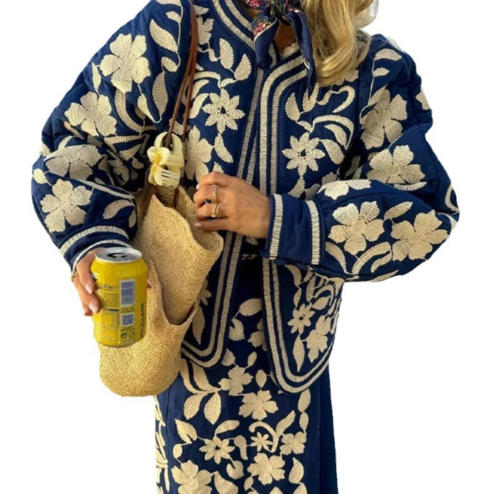 Damen Modische Blousonjacke mit floralem Motiv Drune
