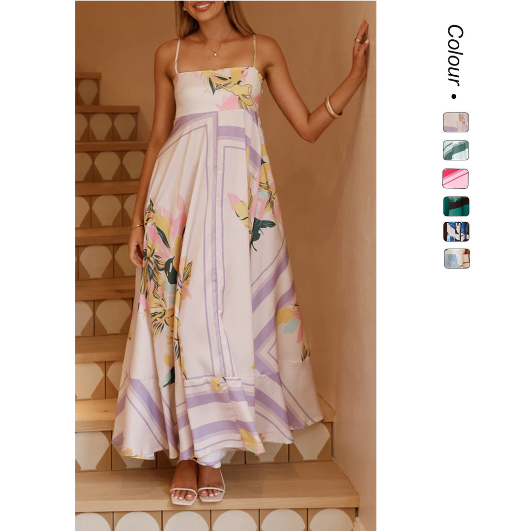 Damen Maxikleid mit floralem Motiv und fließendem Schnitt Drune