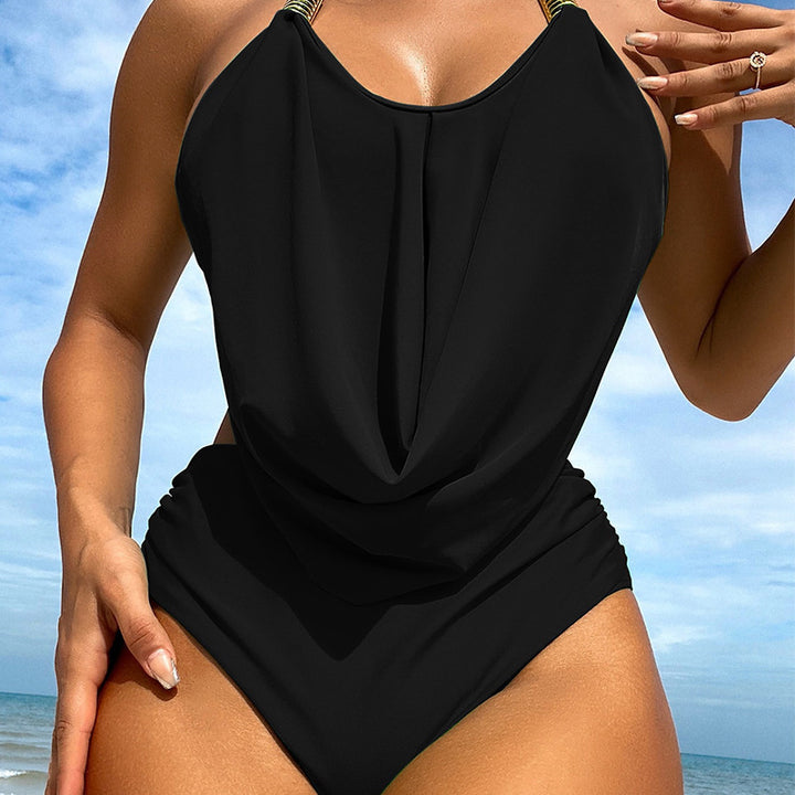 Damen Eleganter Einteiler Badeanzug mit raffiniertem Wickeldesign Drune