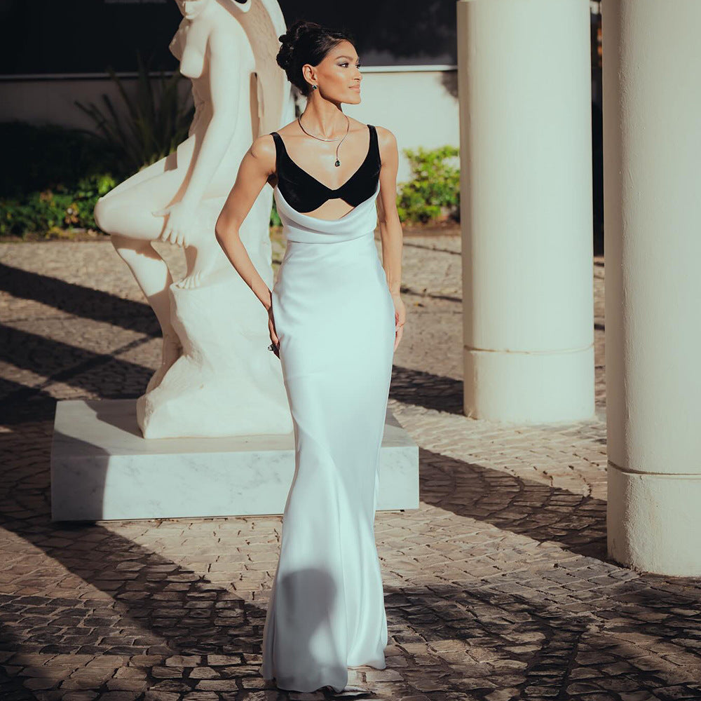 Damen Elegantes langes Kleid mit raffiniertem Bustier-Design und fließendem Rock Drune