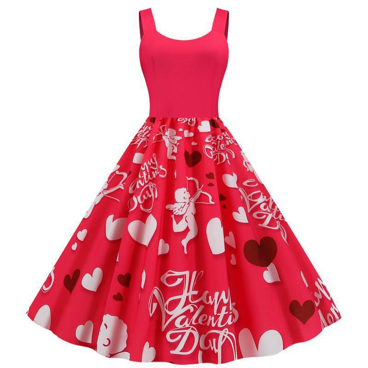 Damen Swing-Kleid mit romantischen Herzmotiven Drune