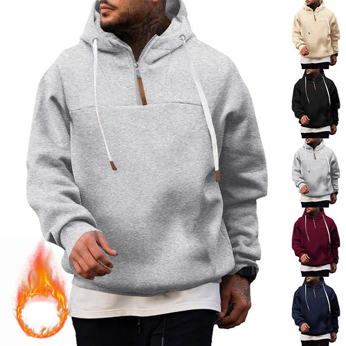 Herren lässiger Kapuzenpullover mit hochwertigem Reißverschluss und strukturiertem Stoff Drune