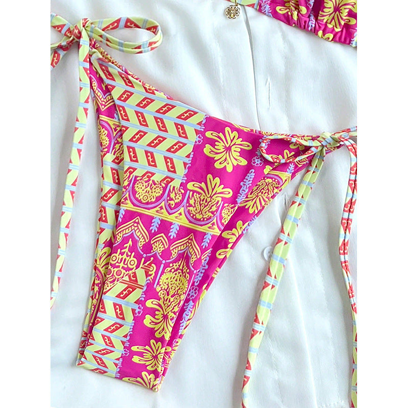 Damen Triangel-Bikini mit verspieltem Muster und seitlichen Bindebändern Drune