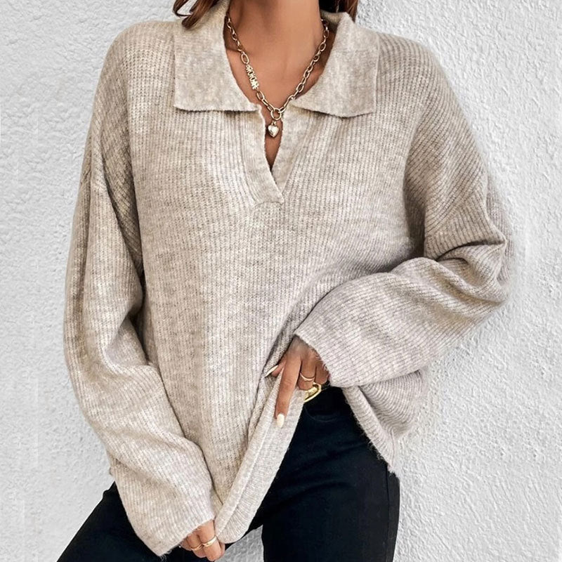 Damen lässiger Pullover mit strukturiertem Rippdesign Drune