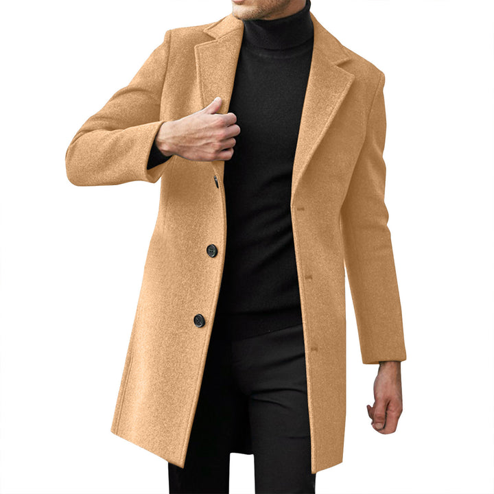 Herren nan taillierter Wollmantel mit schmaler Silhouette, klassischem Revers und verdeckter Knopfleiste Drune
