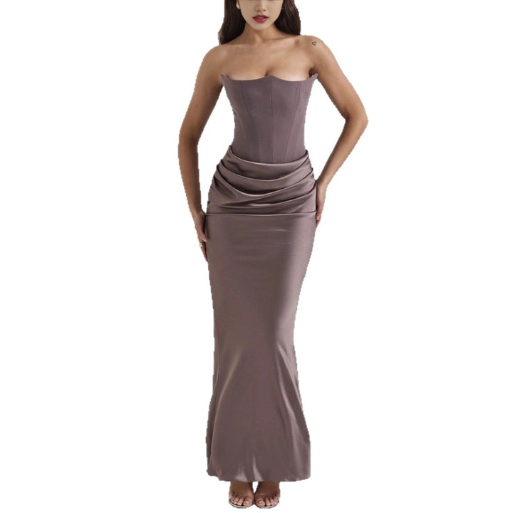 Damen Figurumspielendes Maxikleid mit raffinierter Raffung Drune