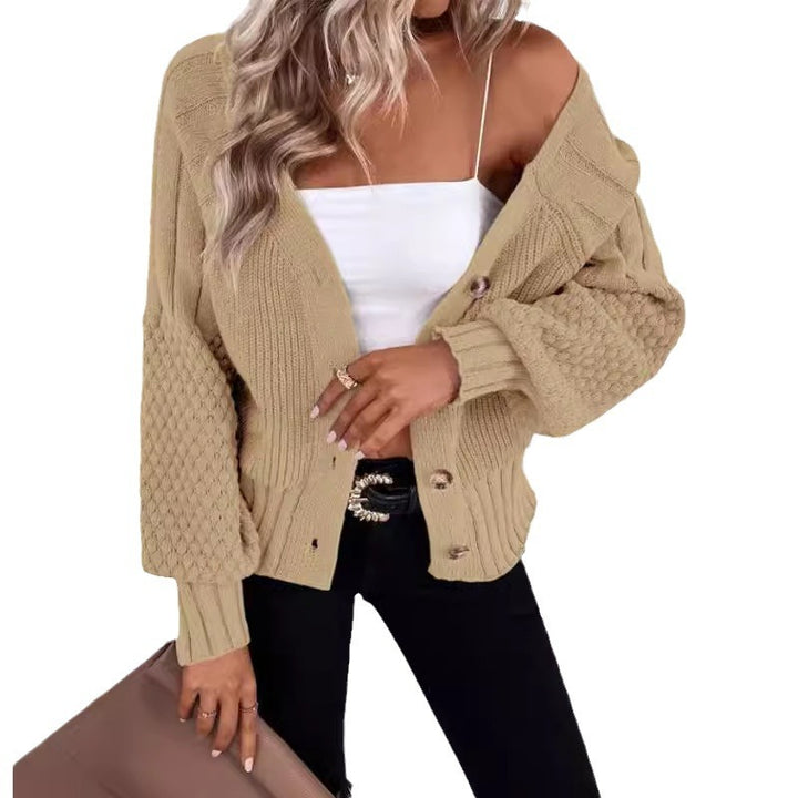 Damen Grobstrickcardigan mit knöpfbaren Details und strukturierten Ärmeln Drune