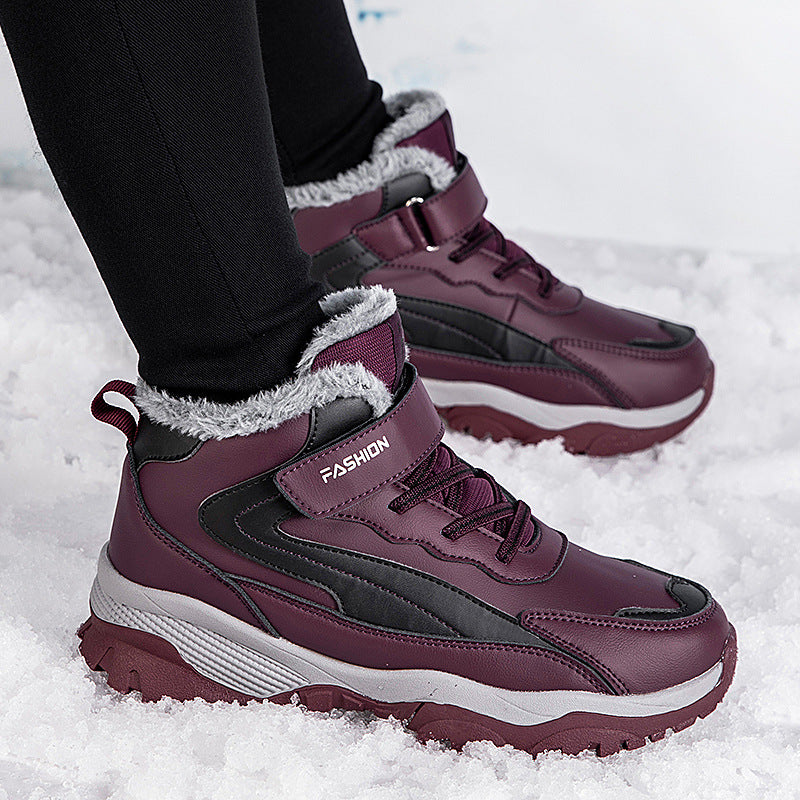 Damen Warm gefütterte Winterstiefel mit rutschfester Sohle und verstellbarem Klettverschluss Drune