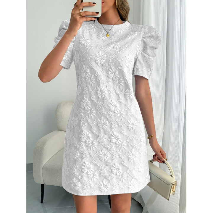 Damen Puffärmel Kleid mit floralem Muster Drune