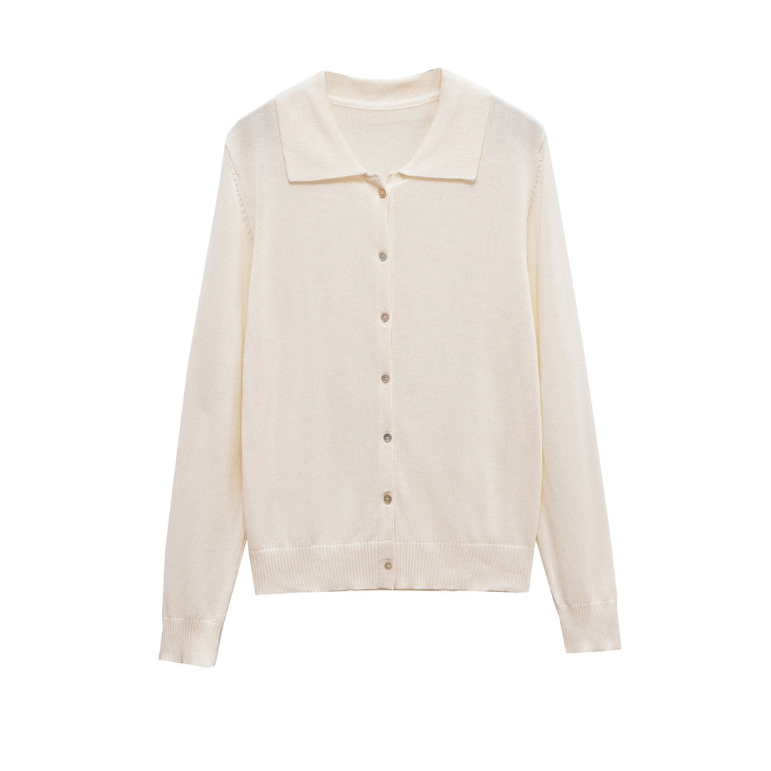 Damen feine Strickjacke mit oversized Kragen Drune