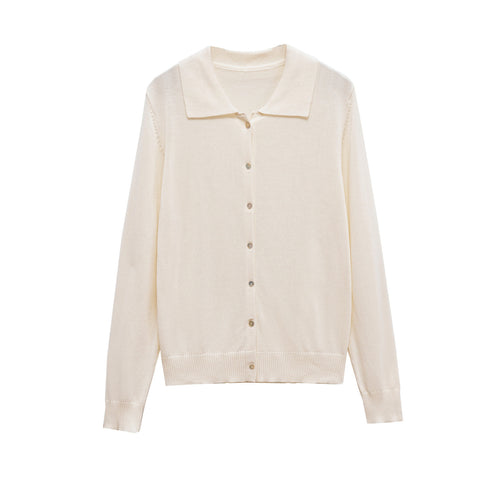 Damen feine Strickjacke mit oversized Kragen Drune