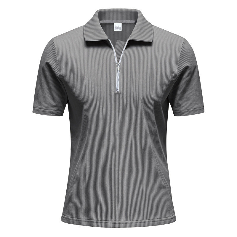 Unisex nan kurzärmeliges Halbzip-Polo aus geripptem Jersey mit Hemdkragen Drune