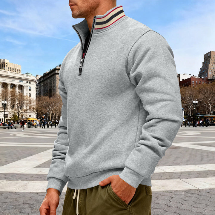 Herren nan Halbzip-Sweatshirt mit sportivem Ringkragen und weichem Fleece-Innenfutter Drune