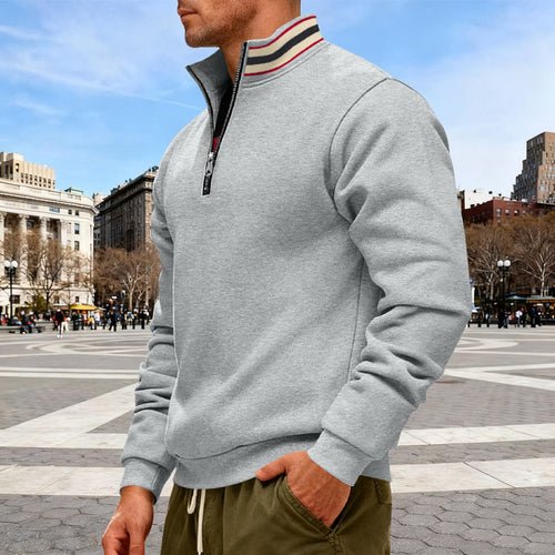 Herren nan Halbzip-Sweatshirt mit sportivem Ringkragen und weichem Fleece-Innenfutter Drune