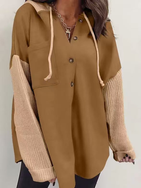 Damen lässige Pulloverjacke mit Button-Down-Design und überschnittenen Ärmeln Drune
