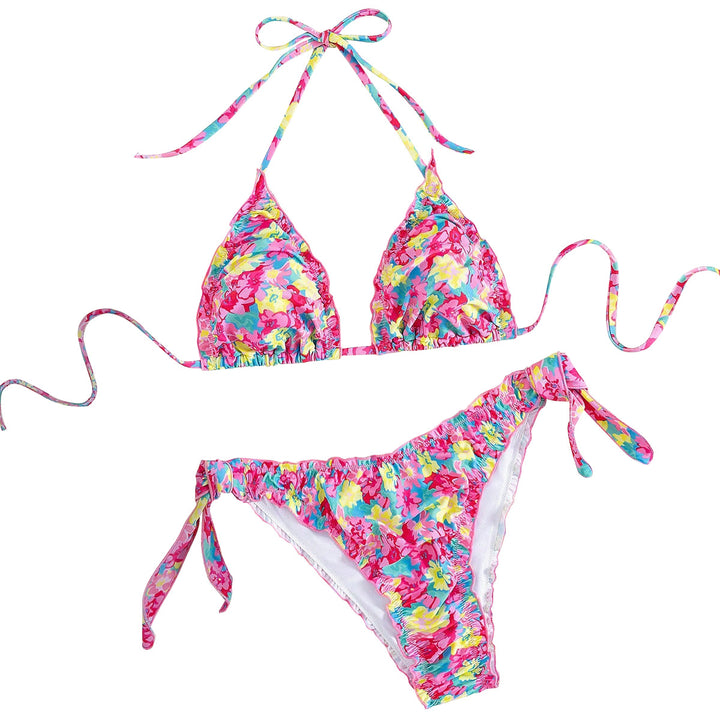 Damen Triangel-Bikini mit verspieltem Blütenmuster Drune