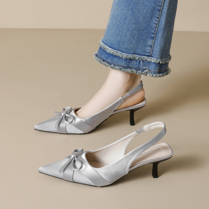 Damen Slingback-Pumps mit eleganter Schleife und modischem Spitzendesign Drune