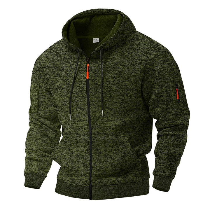 Herren sportlicher Kapuzenpullover mit atmungsaktiver Struktur und farblich abgesetzten Reißverschluss-Details Drune