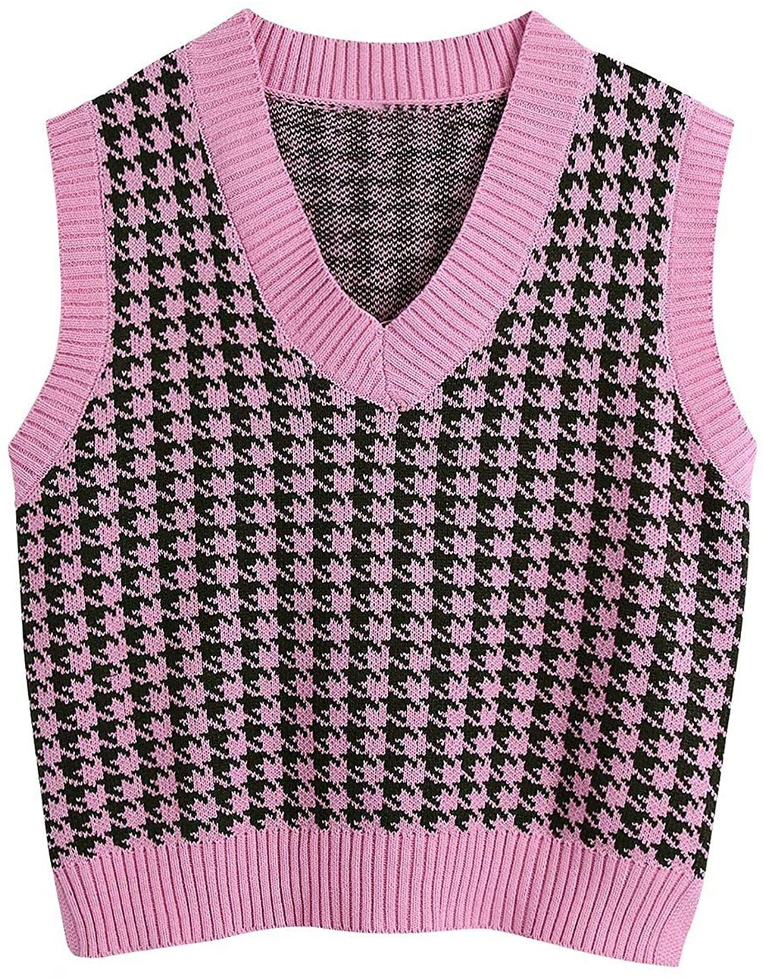 Damen Strickweste mit modernem Hahnentritt-Muster Drune