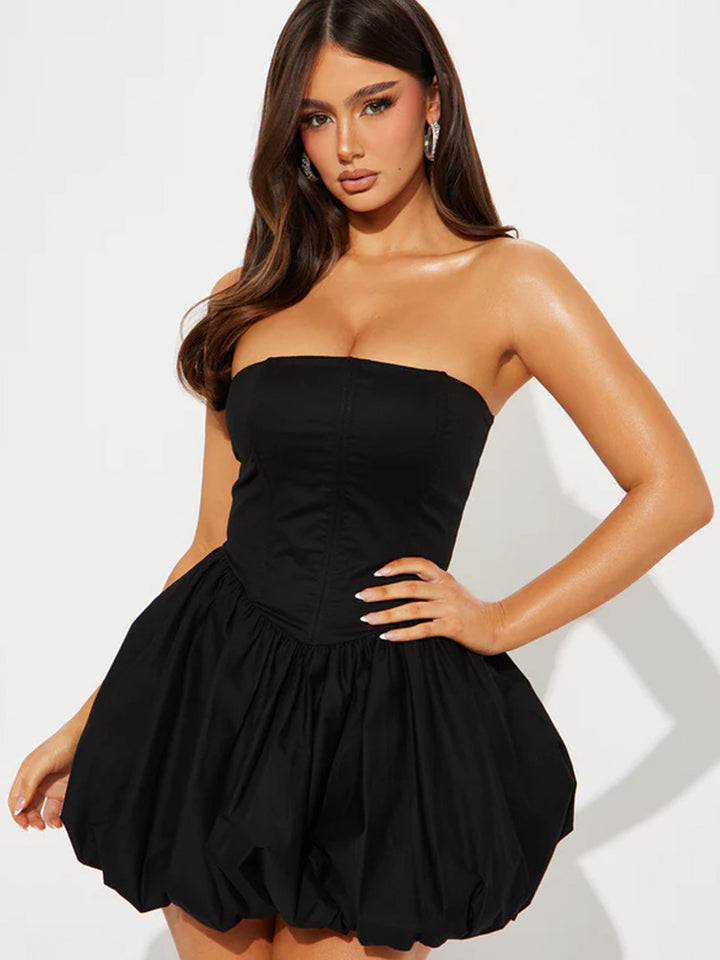 Damen Bustier-Kleid mit voluminösem Rock und figurschmeichelndem Schnitt Drune