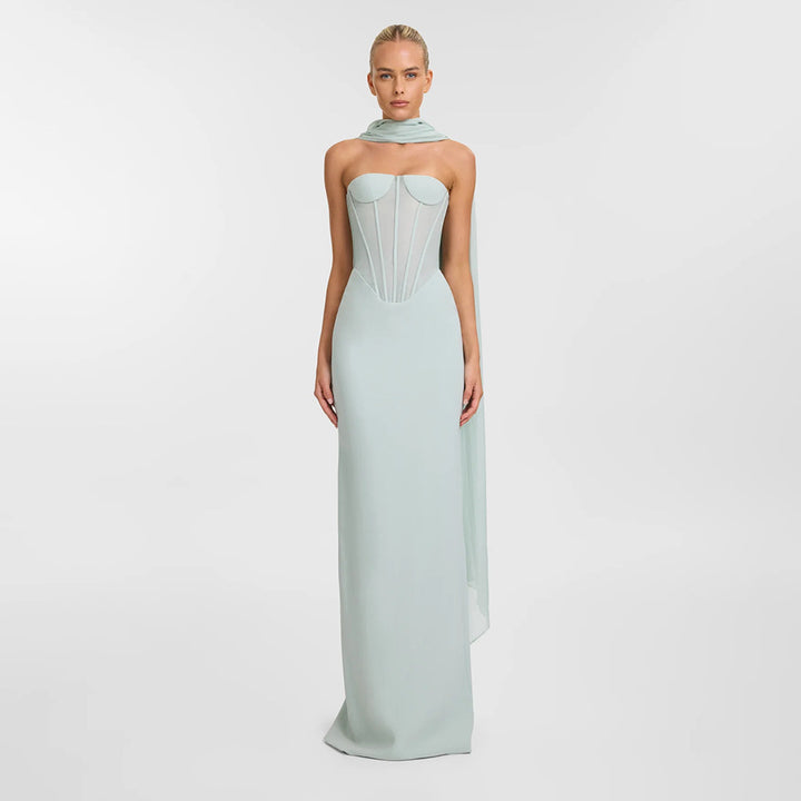 Damen Elegantes Maxikleid mit schulterfreiem Design und raffinierter Bustierpartie Drune