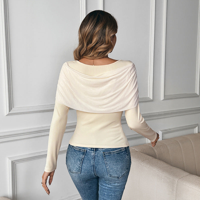 Damen elegantes Oberteil mit Drapierungen Drune