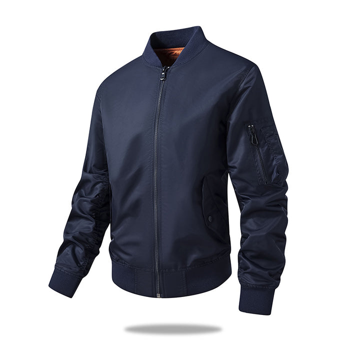 Herren -beschichtete Nylon-isolierte Bomberjacke mit gerüschtem Ärmel-Detail, Reißverschluss-Nutzentasche und Knopfklappen-Eingriffstaschen Drune