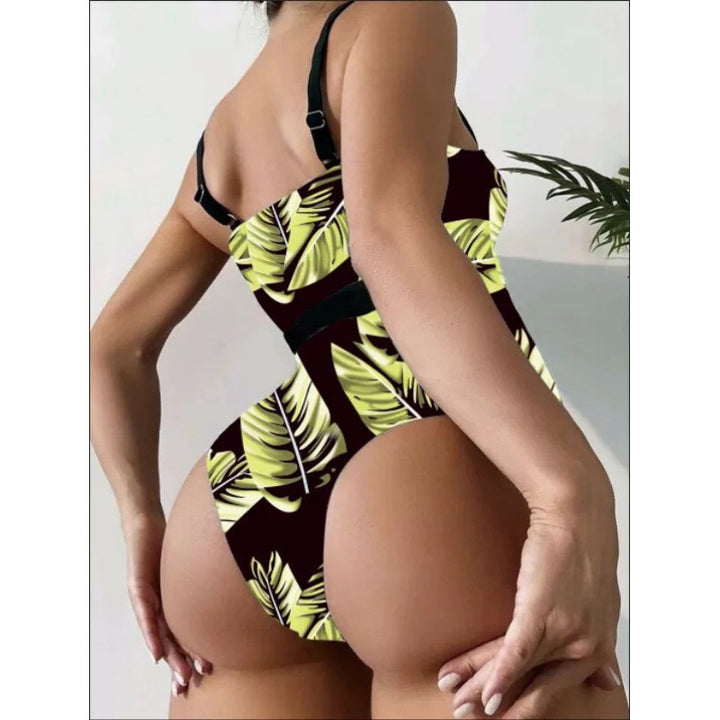 Damen Einteiler Badeanzug mit floralem Design und eleganter Silhouette Drune