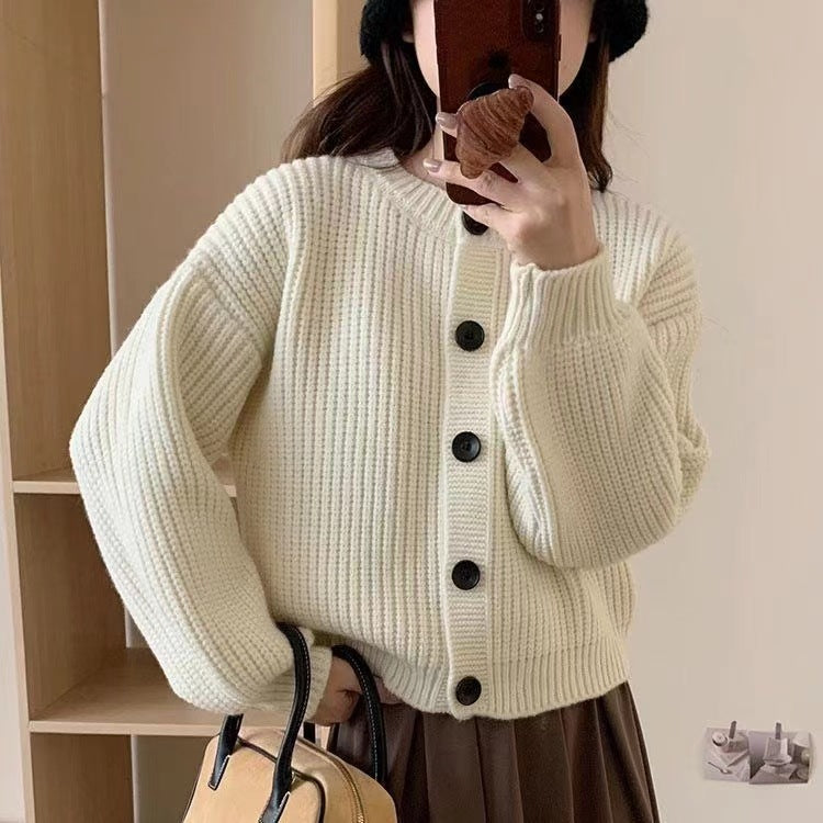 Damen Strickjacke mit Knöpfen Drune