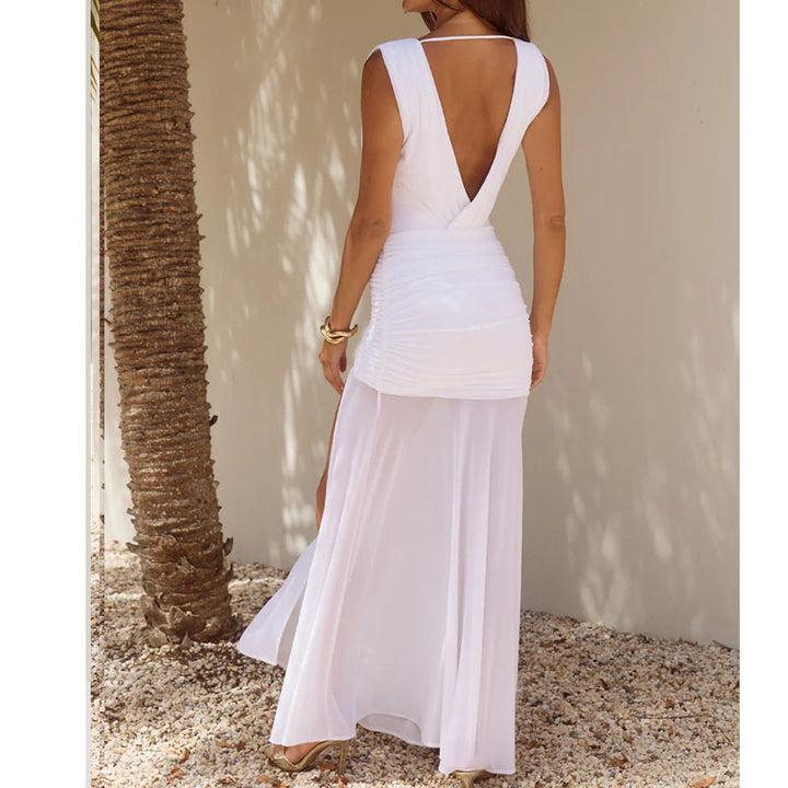 Damen Wickelkleid mit eleganten Drapierungen und V-Ausschnitt Drune