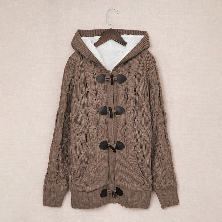 Damen Strickjacke mit hohem Kragen und bequemen Knopfdetails Drune