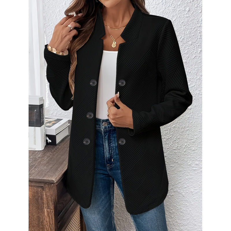 Damen klassischer Blazer mit strukturiertem Design und modernen Knopfdetails Drune