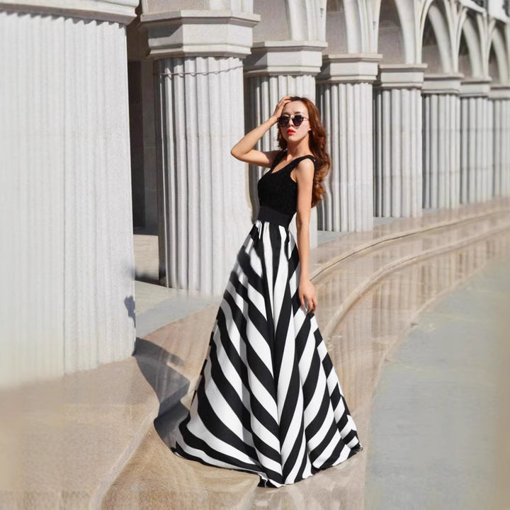 Damen Maxikleid mit elegantem Streifenmuster Drune