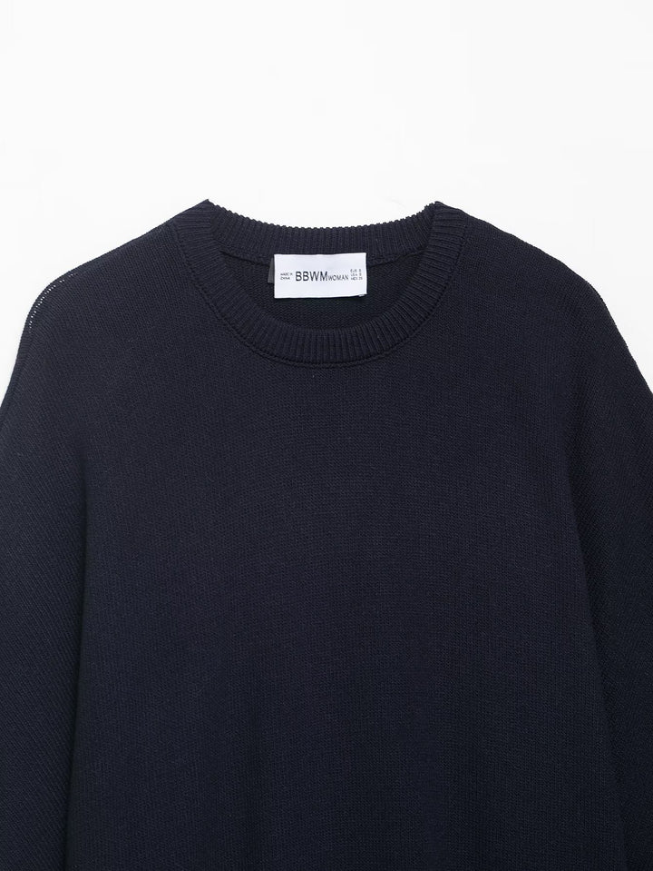 Damen oversized Strickpullover mit lässigem Schnitt und weitem Ärmel Drune