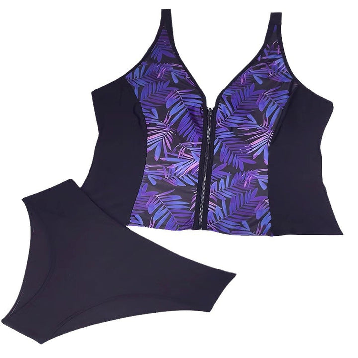 Damen Bikini-Set mit modischem Zip-Oberteil und bequemen High-Waist-Slip Drune