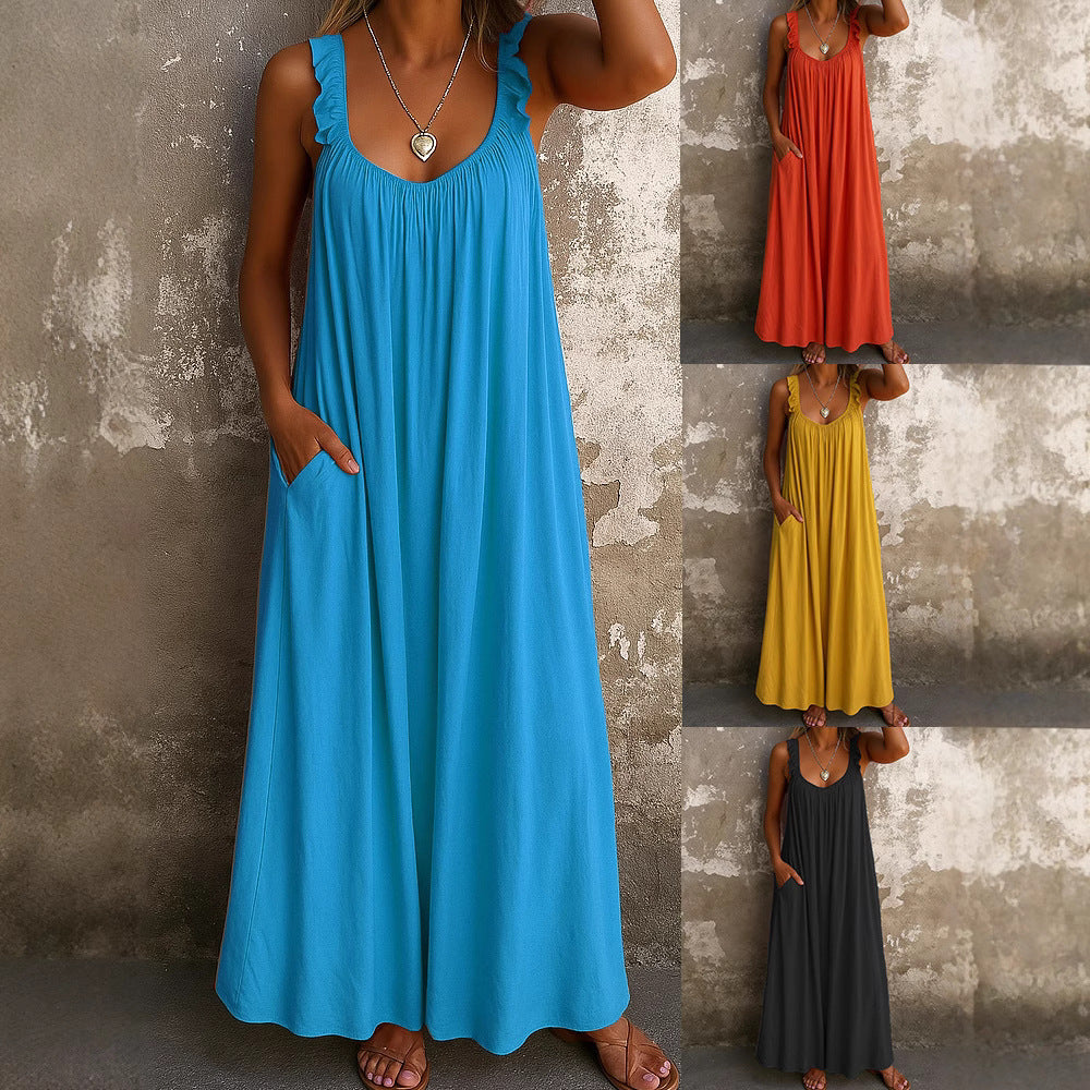 Damen Maxi-Kleid mit trägerloser Passform und luftiger Silhouette Drune